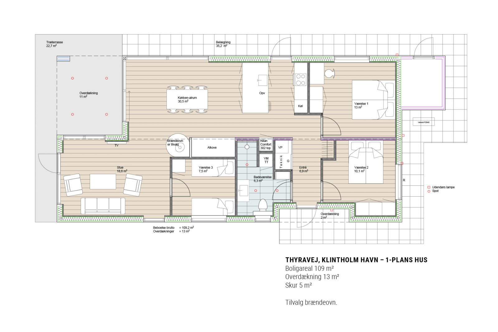 Planløsning Thyravej Klinthold Strand Skanlux sommerhus