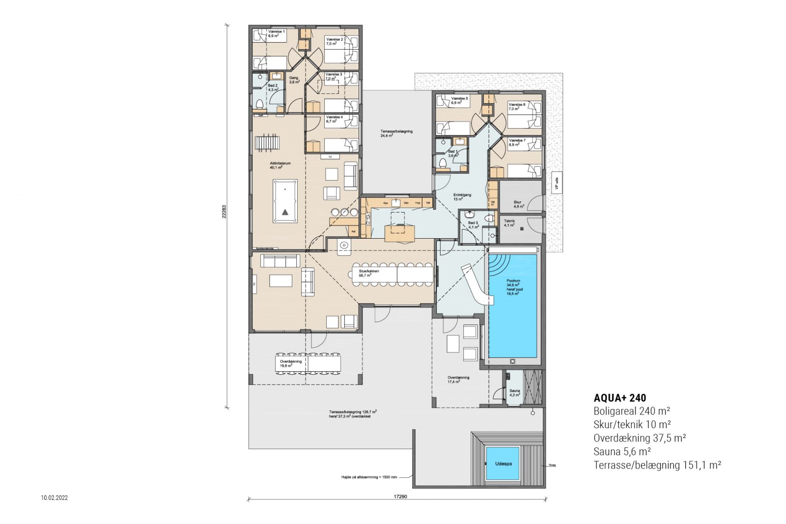 Skanlux Aqua+ 240 poolhus plantegning