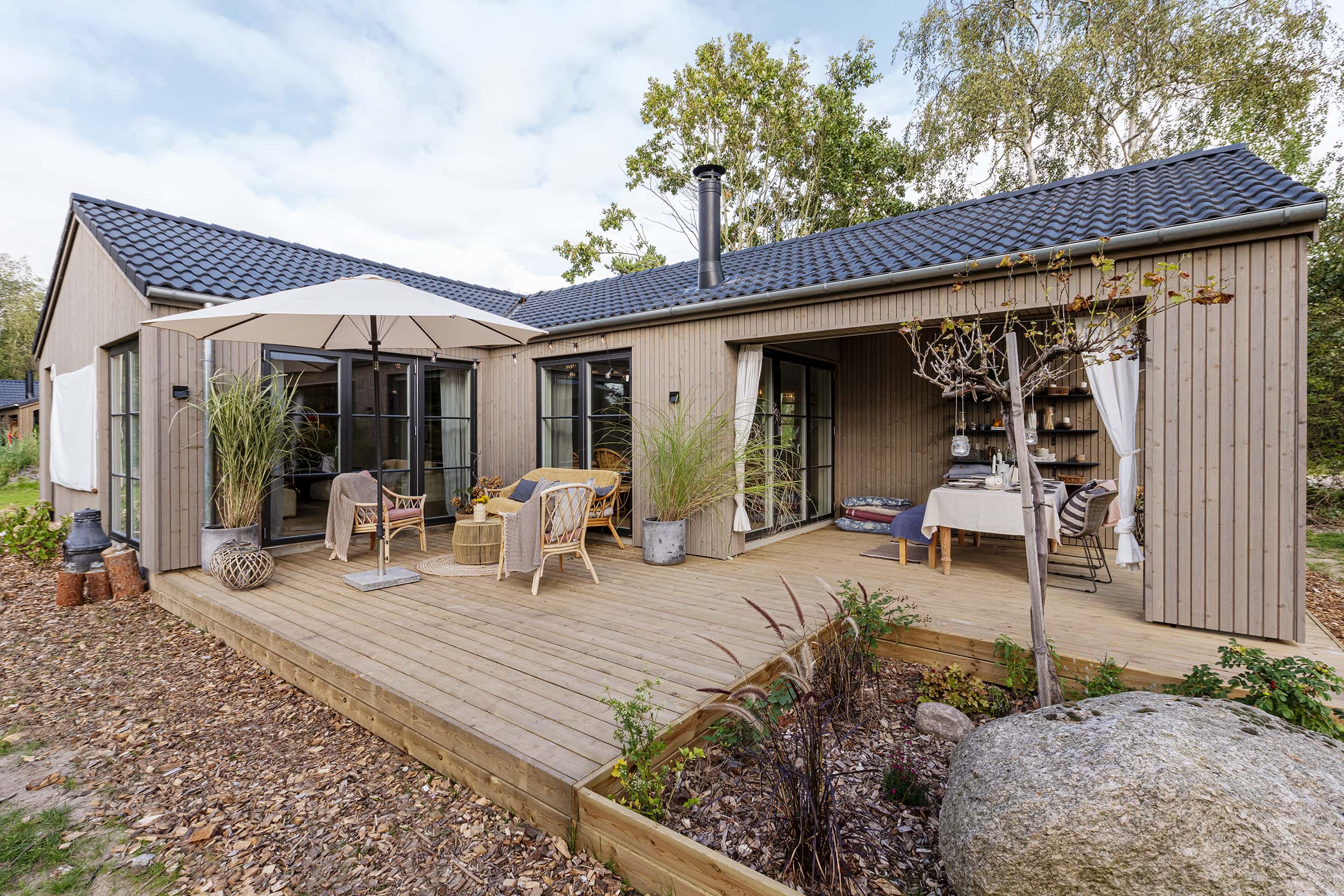 Sommerdrømme huse 2022. Skanlux sommerhus. Terrasse