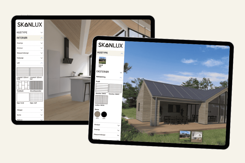 To ipads viser sommerhus konfigurator