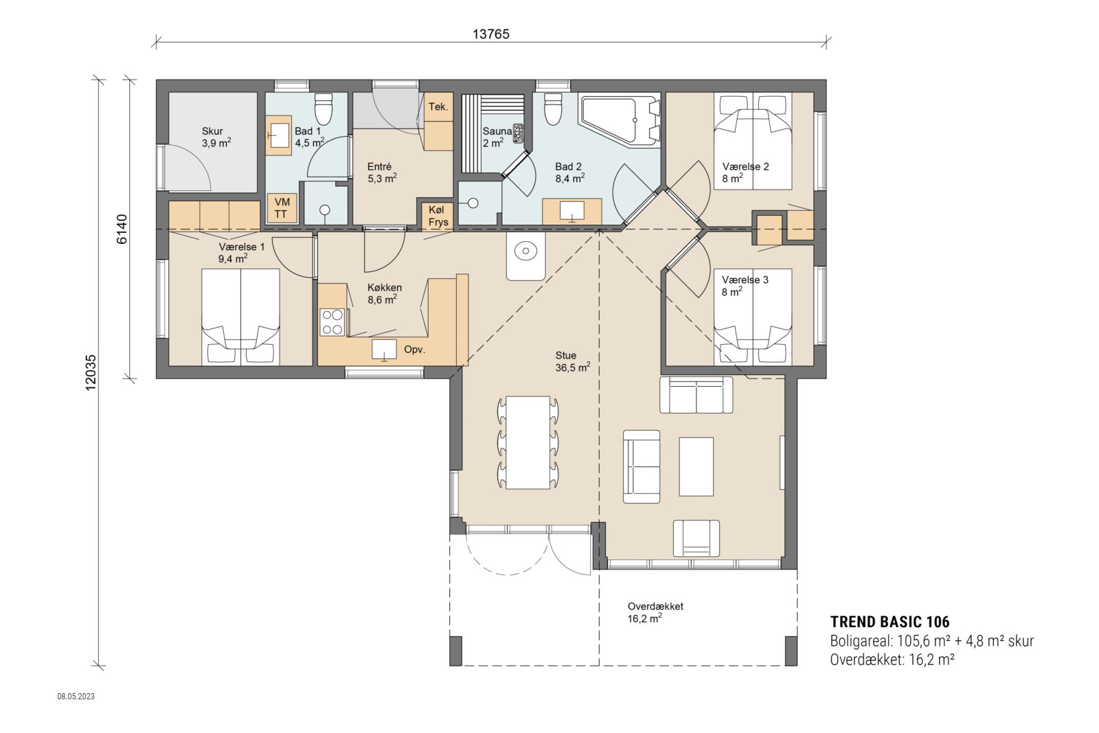 Skanlux Trend Basic sommerhus plantegning - anneks