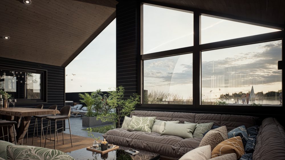 Skanlux wellnesssommerhus loungeområde