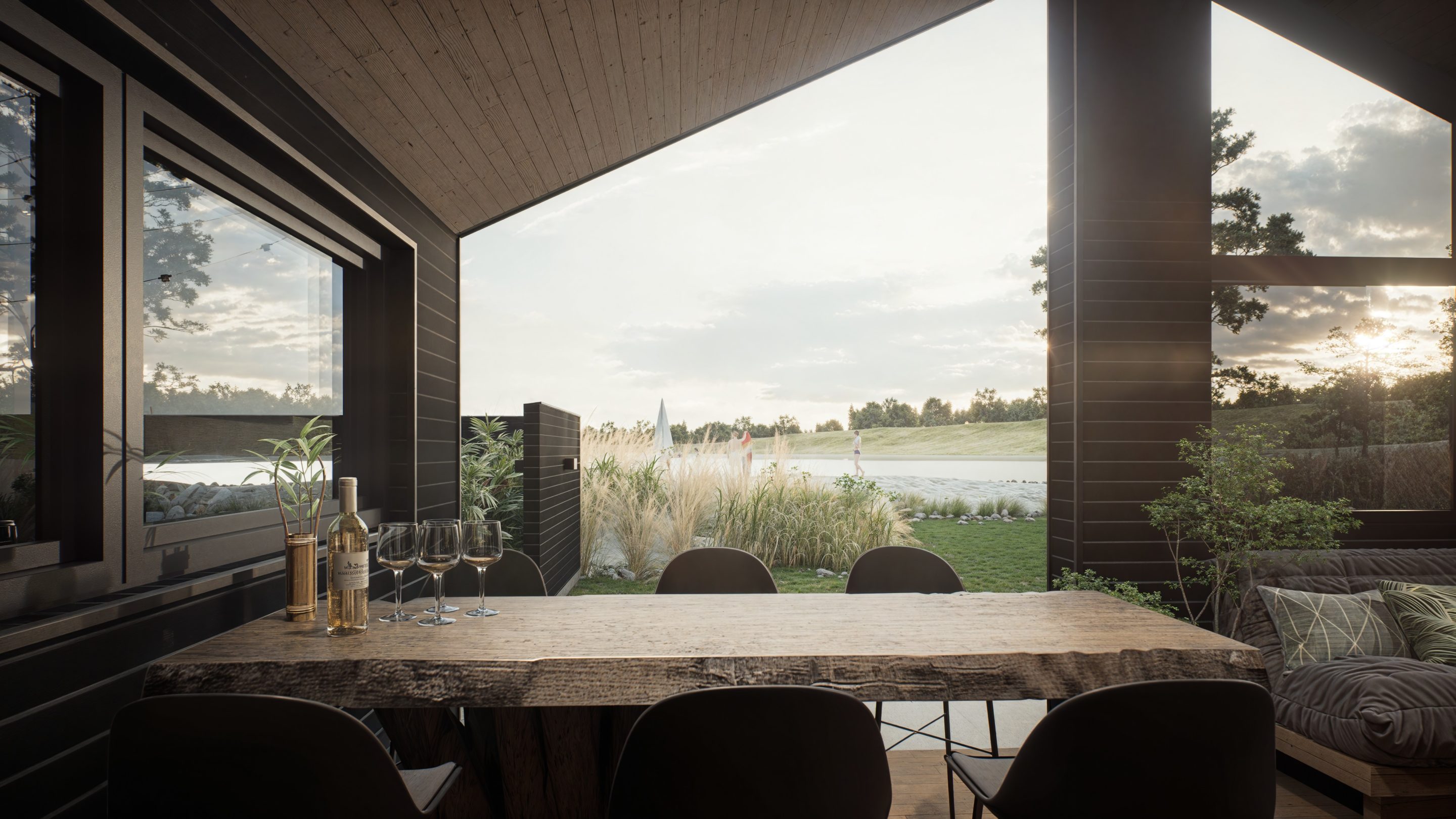 Skanlux wellnesssommerhus loungeområde